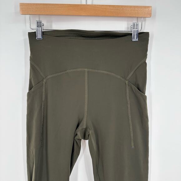 Lululemon Womens 6 Power Thru‎ Tight Legging Green Olive Pockets - Picture 2 of 12